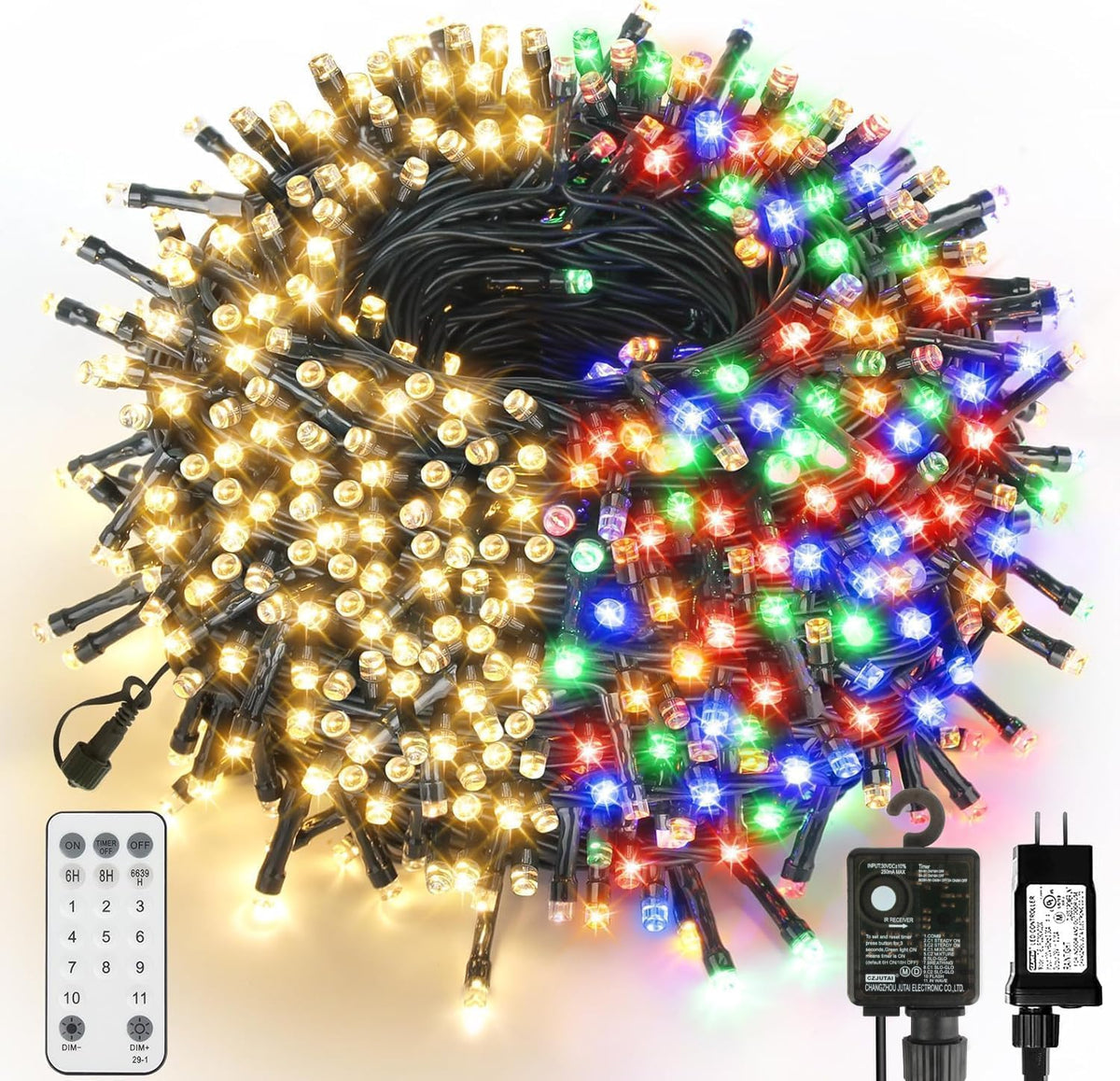 VTECHOLOGY - 500 luces LED de color blanco cálido a multicolor para...