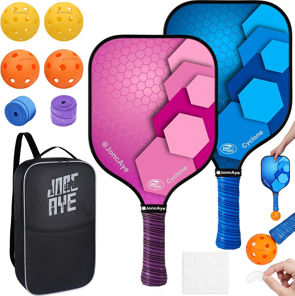 JoncAye Juego de 4 o 2 paletas de Pickleball, raquetas de fibra de...