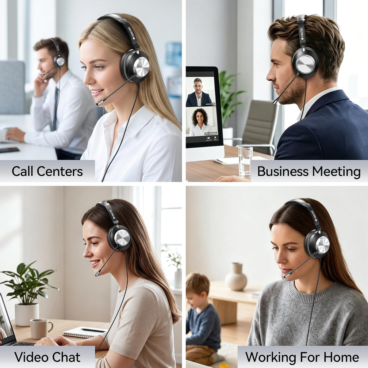 Voistek Auriculares USB con micrófono, auriculares de PC con micróf...