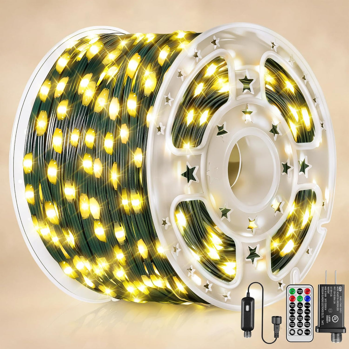 800 luces LED de Navidad de 263 pies IP67 impermeables, blanco cáli...