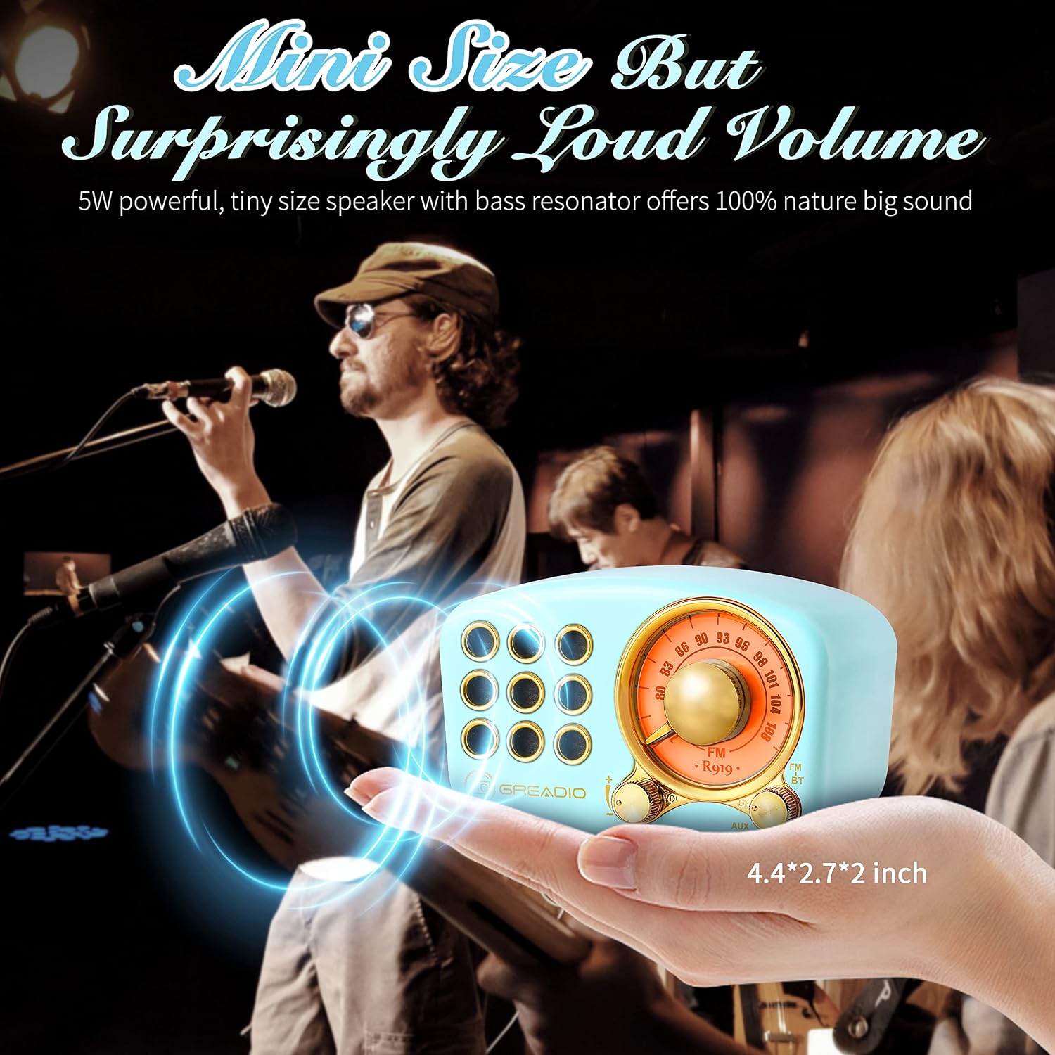 Altavoz Bluetooth retro Greadio, radio vintage