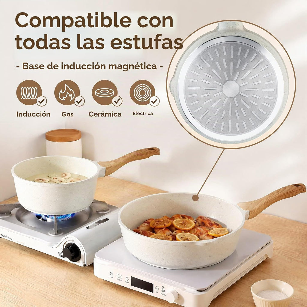 SENSARTE Juego de utensilios de cocina de cerámica antiadherente de...