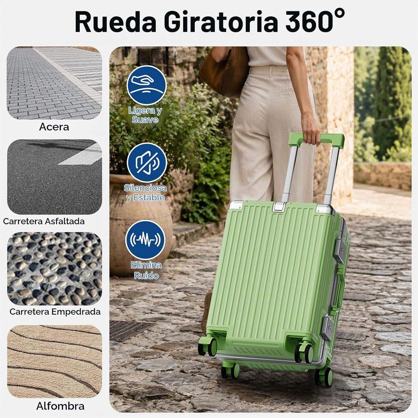 Faqy Z Equipaje de mano, maleta rígida sin cremallera, verde fruta,...