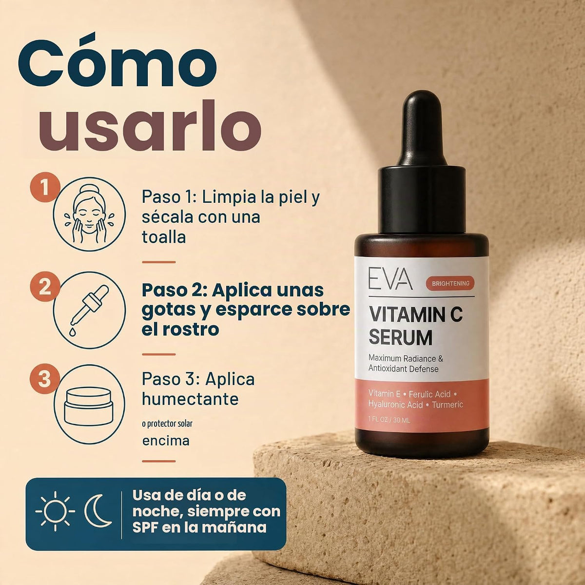 Suero de vitamina C al 20% para la cara, suero facial de vitamina C...