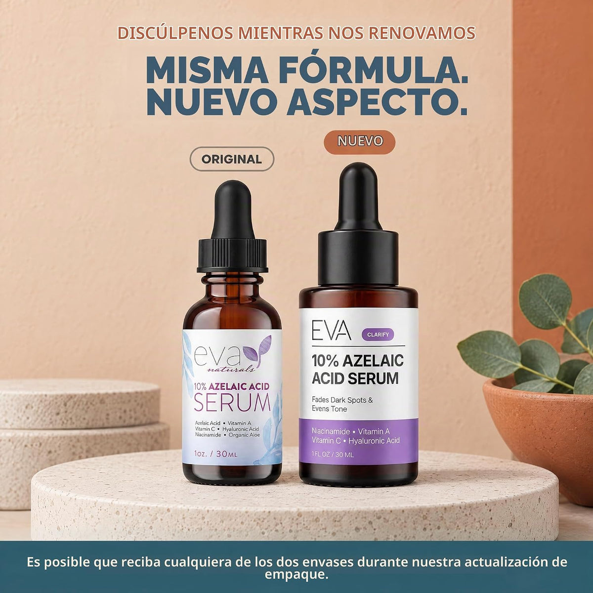 Eva Naturals Suero de ácido azelaico, niacinamida y ácido hialuróni...