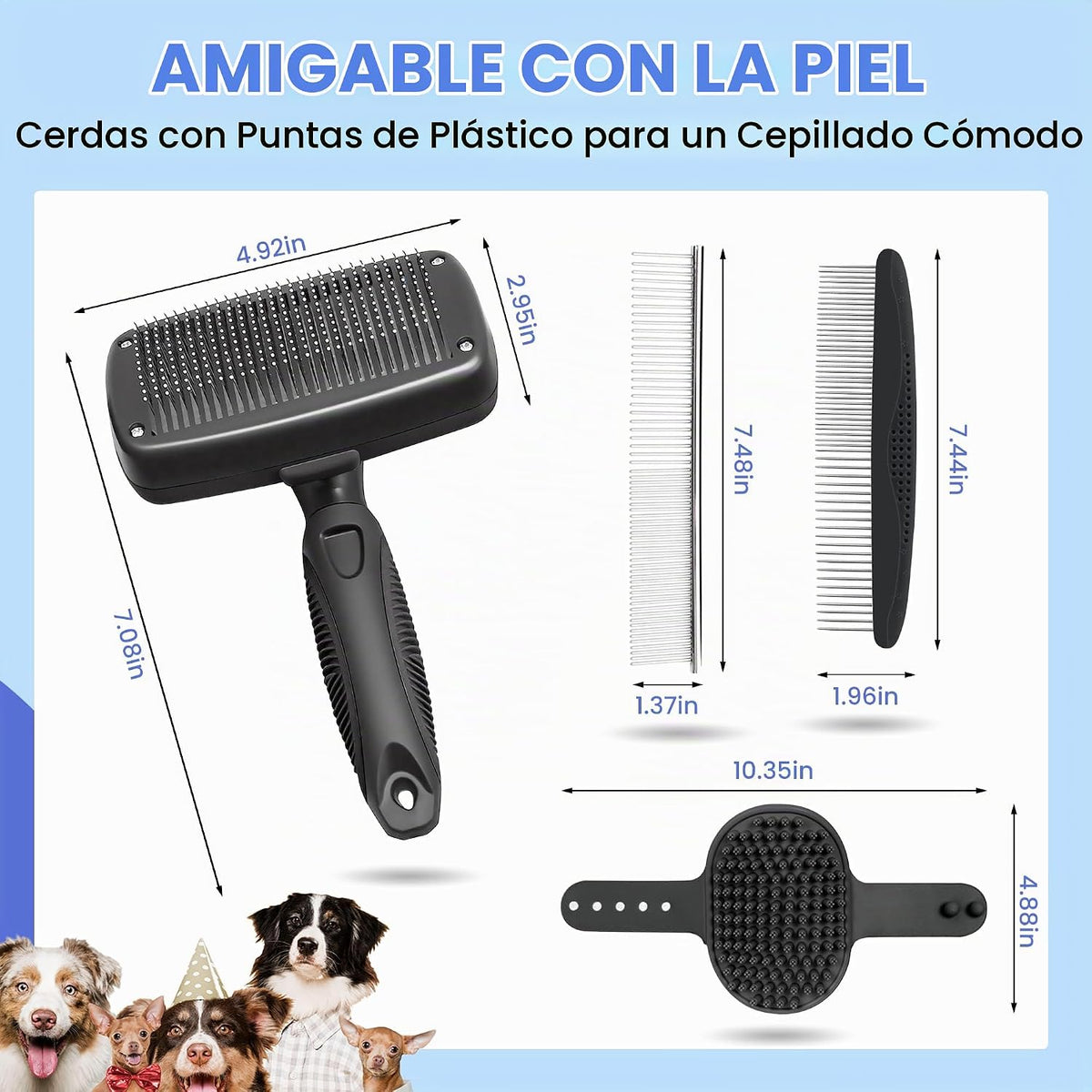 Cepillo de limpieza autolimpiante, kit profesional 5 en 1 de aseo d...