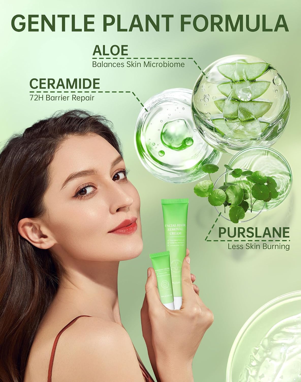 Crema de depilación facial sin dolor para mujeres - Kit 2 en 1 con...