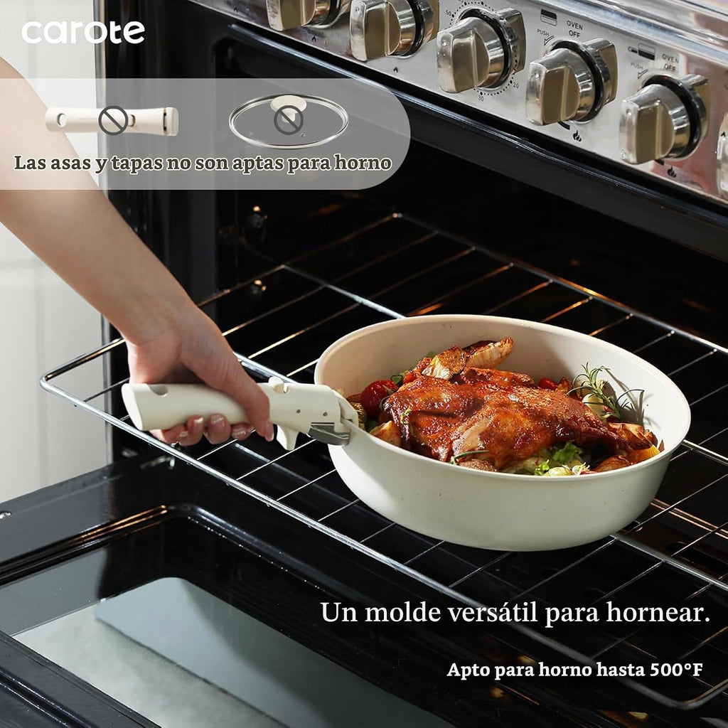 CAROTE - Juego de ollas y sartenes antiadherentes, mango desmontabl...