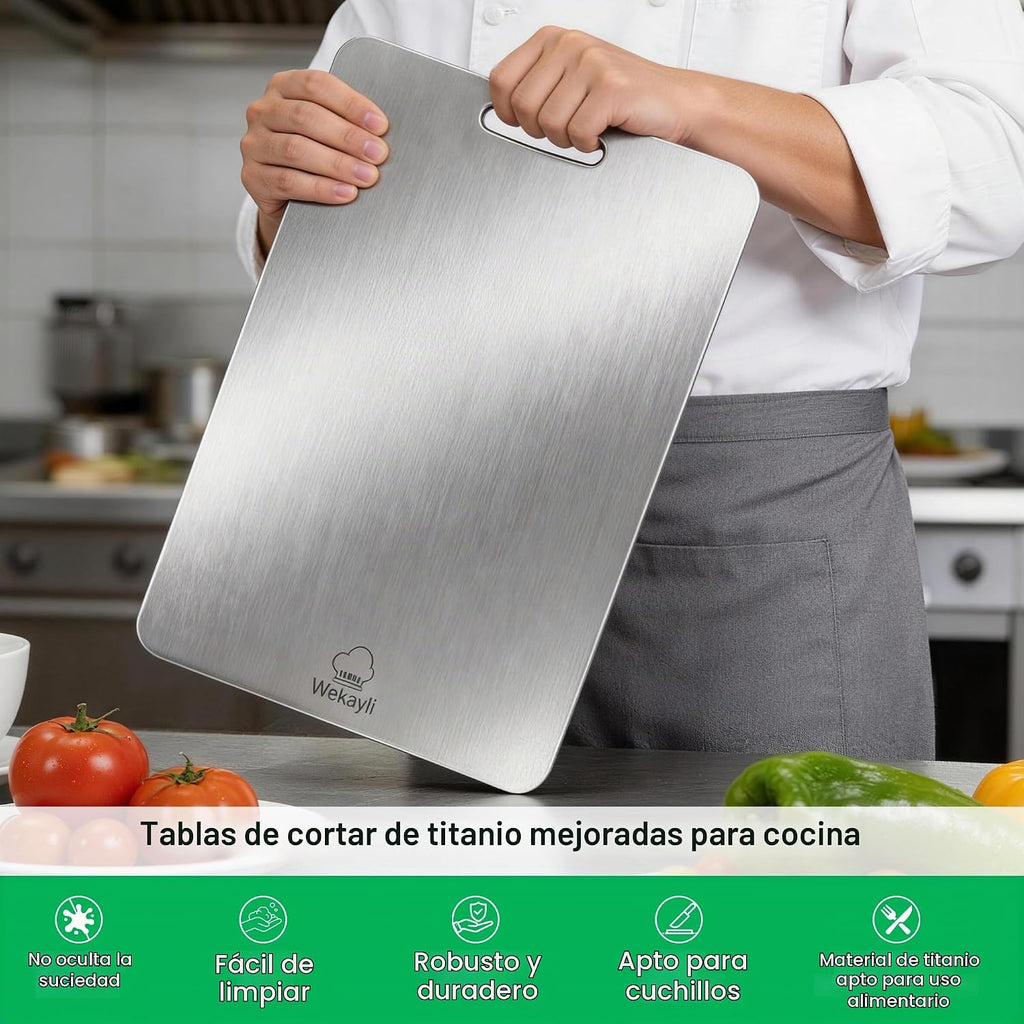 Wekayli Juego de 3 tablas de cortar de titanio 100% puro para cocin...