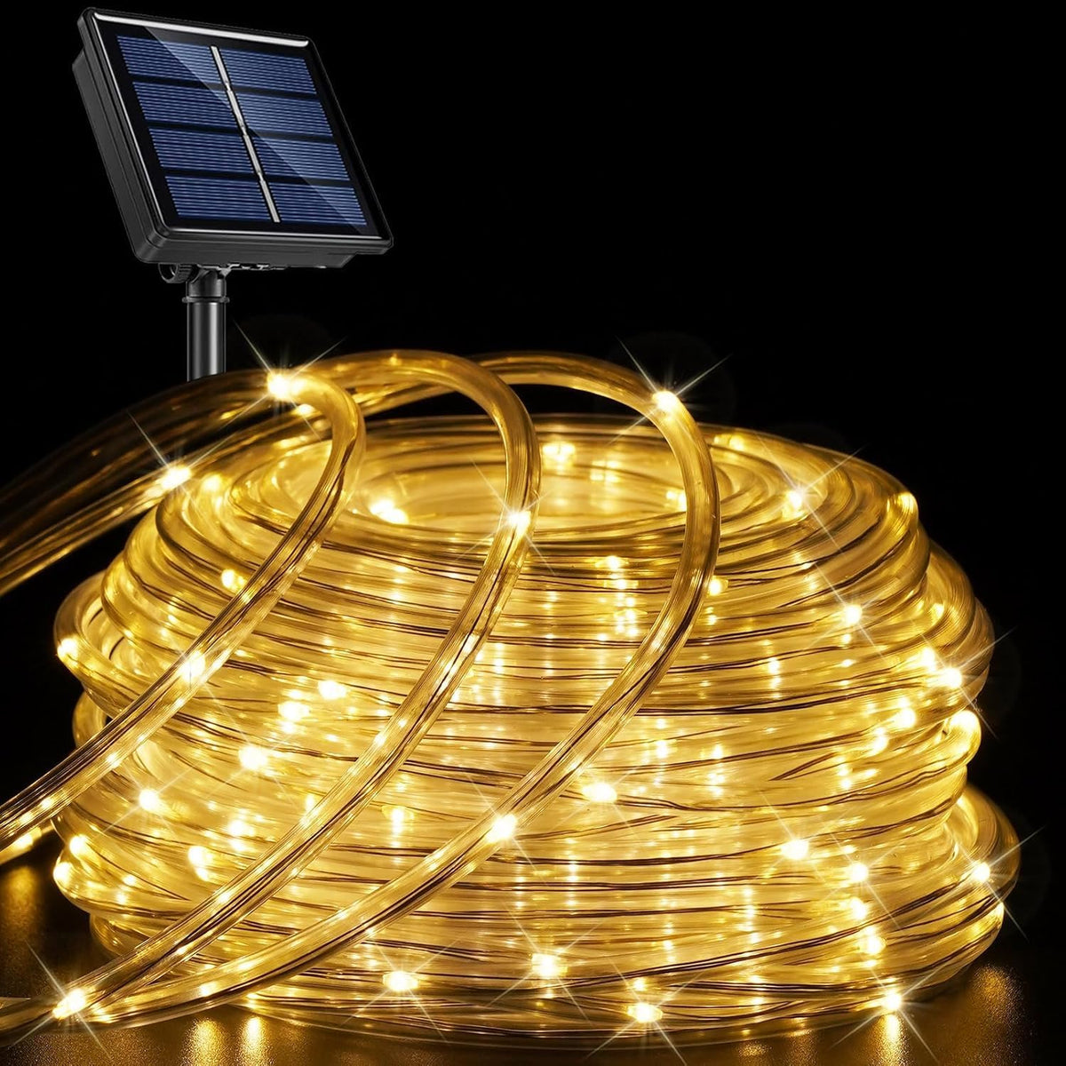 QITONG 200 luces LED solares de cuerda blanca cálida