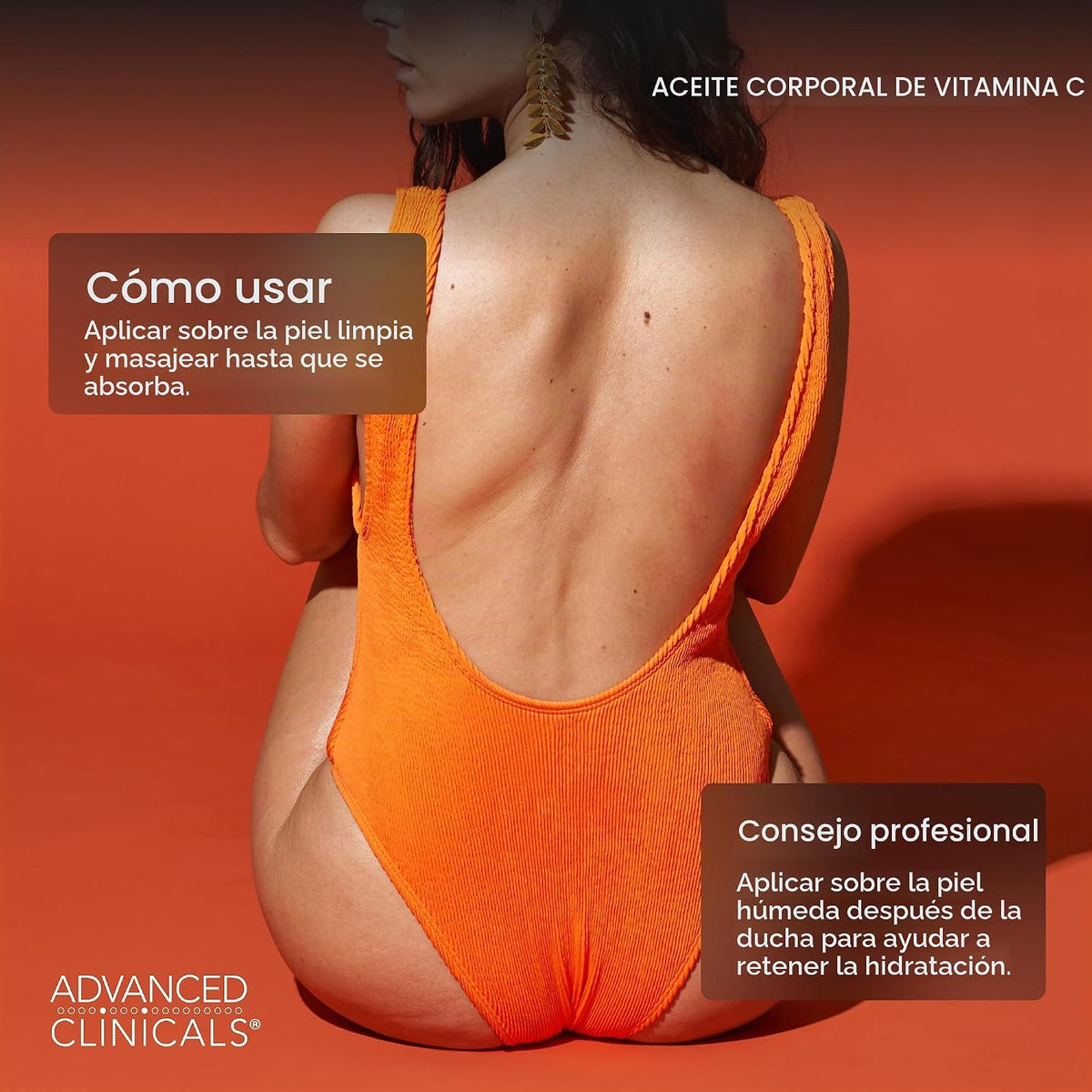 Advanced Clinicals Aceite corporal iluminador con vitamina C para m...
