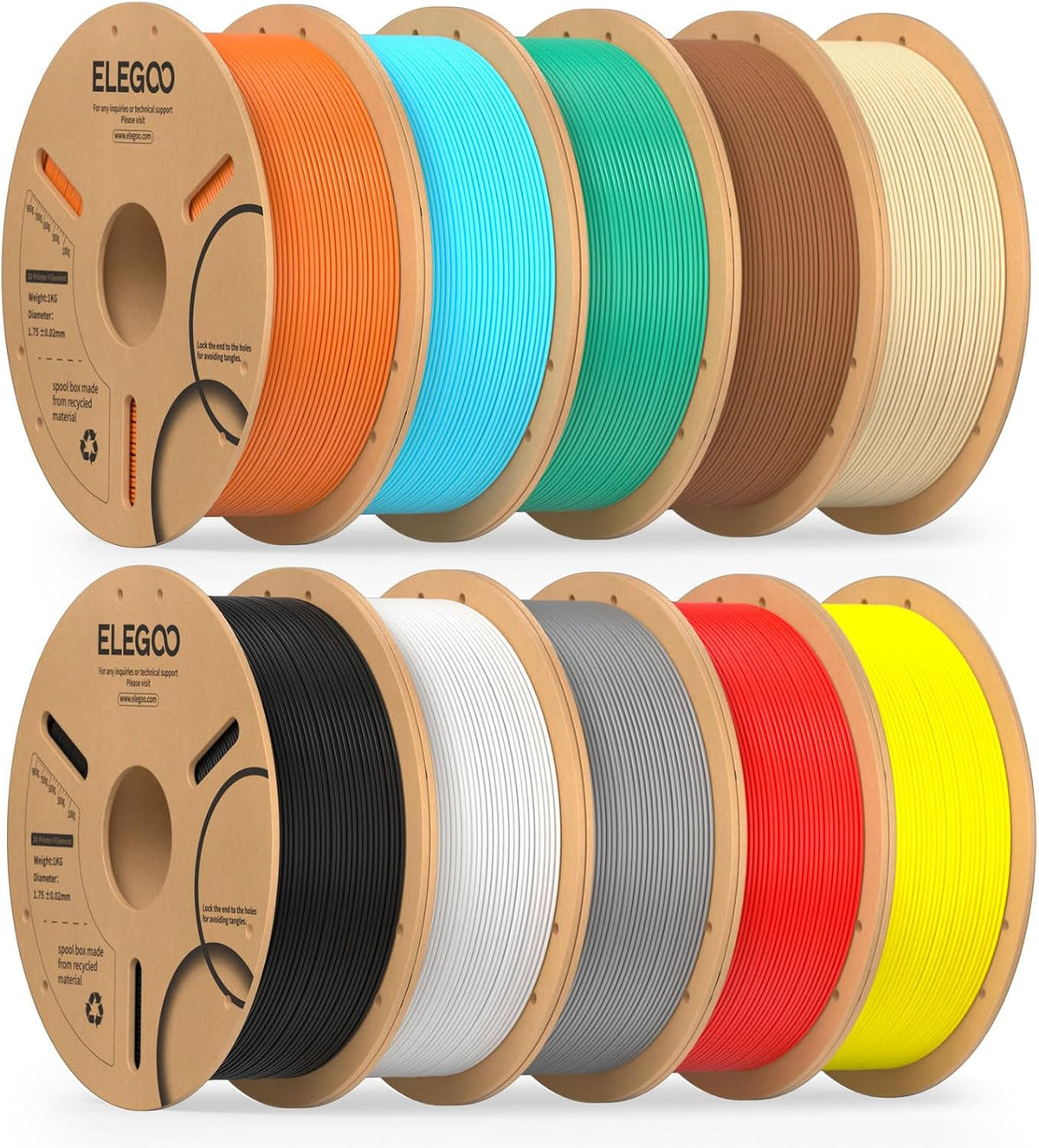 ELEGOO Filamento PLA para impresora 3D de 0.07 in, multicolor, 22 l...
