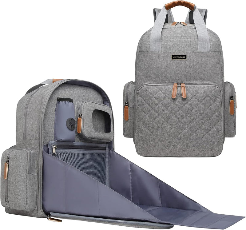 WITSTEP Mochila para pañales con cambiador, organizador de bolsas d...
