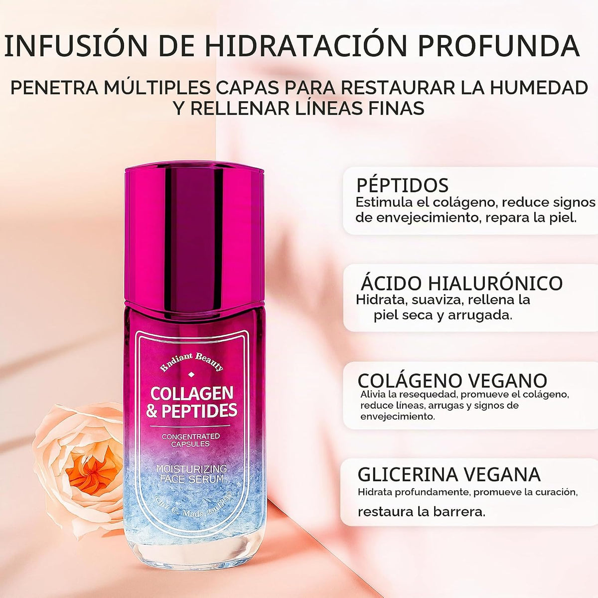Radiant Beauty Peptides Serum para la cara con colágeno \u2013 Derm...