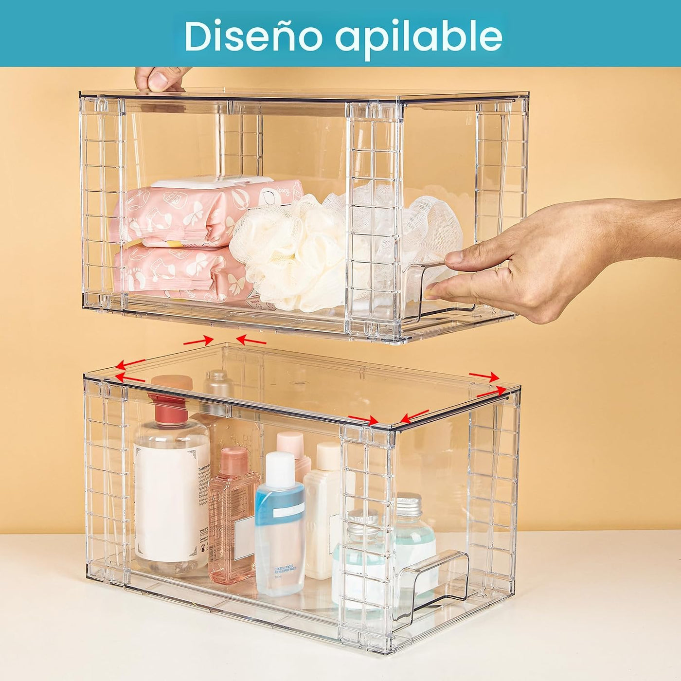 Vtopmart Paquete de 4 cajones grandes apilables de almacenamiento,...