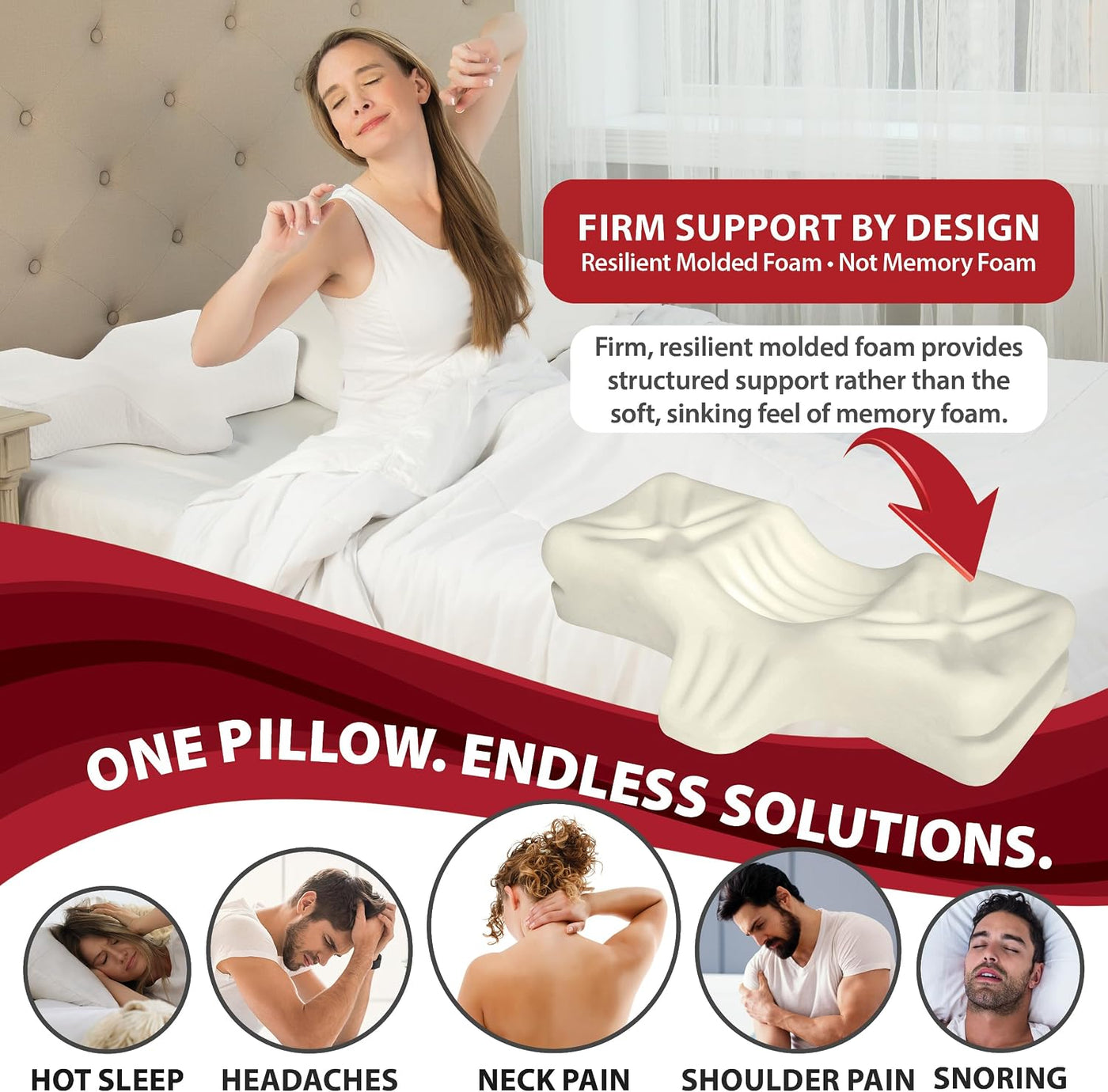Therapeutica Almohada cervical ergonómica para aliviar el dolor de...