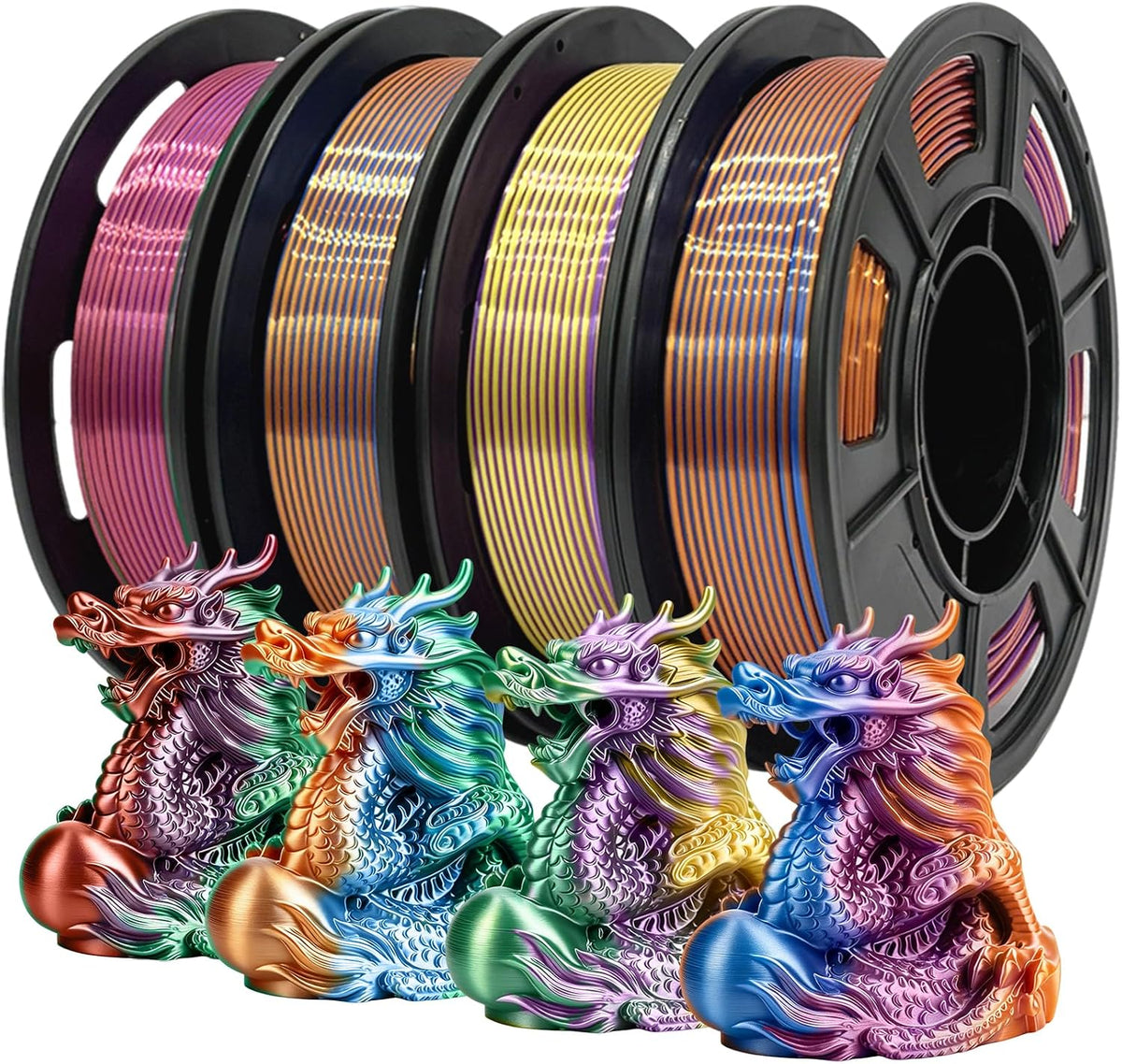 Frucindra Paquete de filamentos para impresora 3D de seda PLA+, fil...