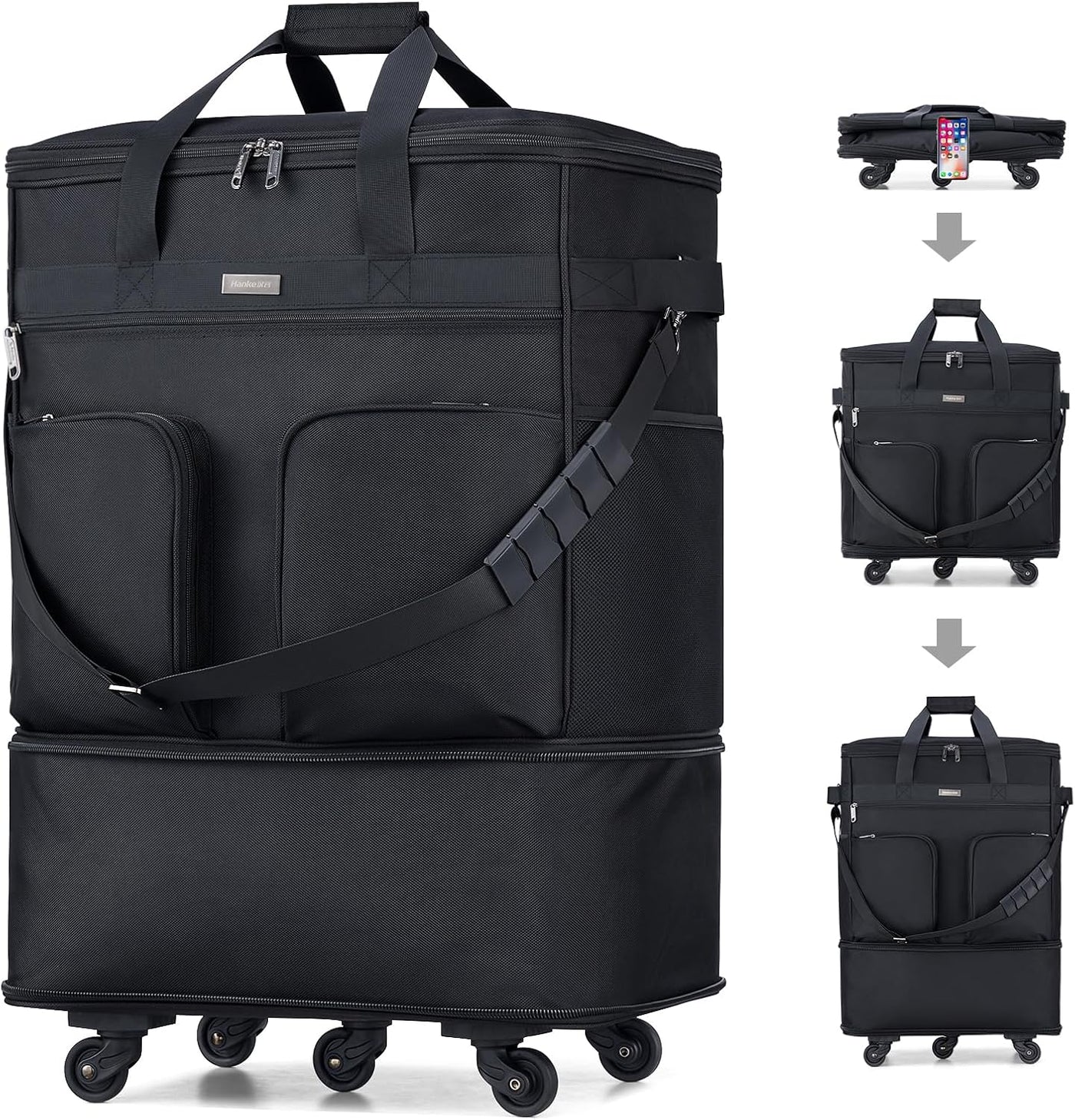 Maletas Hanke con ruedas, bolsa de viaje expandible y plegable, mal...
