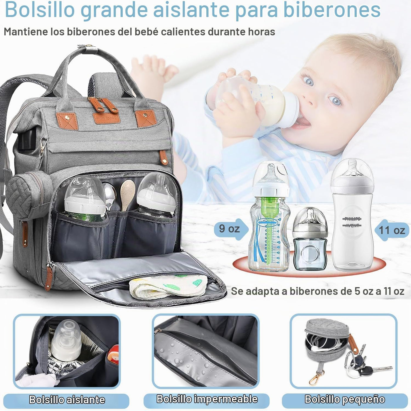SHITIESHOU Bolsa de pañales para mamá y papá, con cambiador, 19 bol...