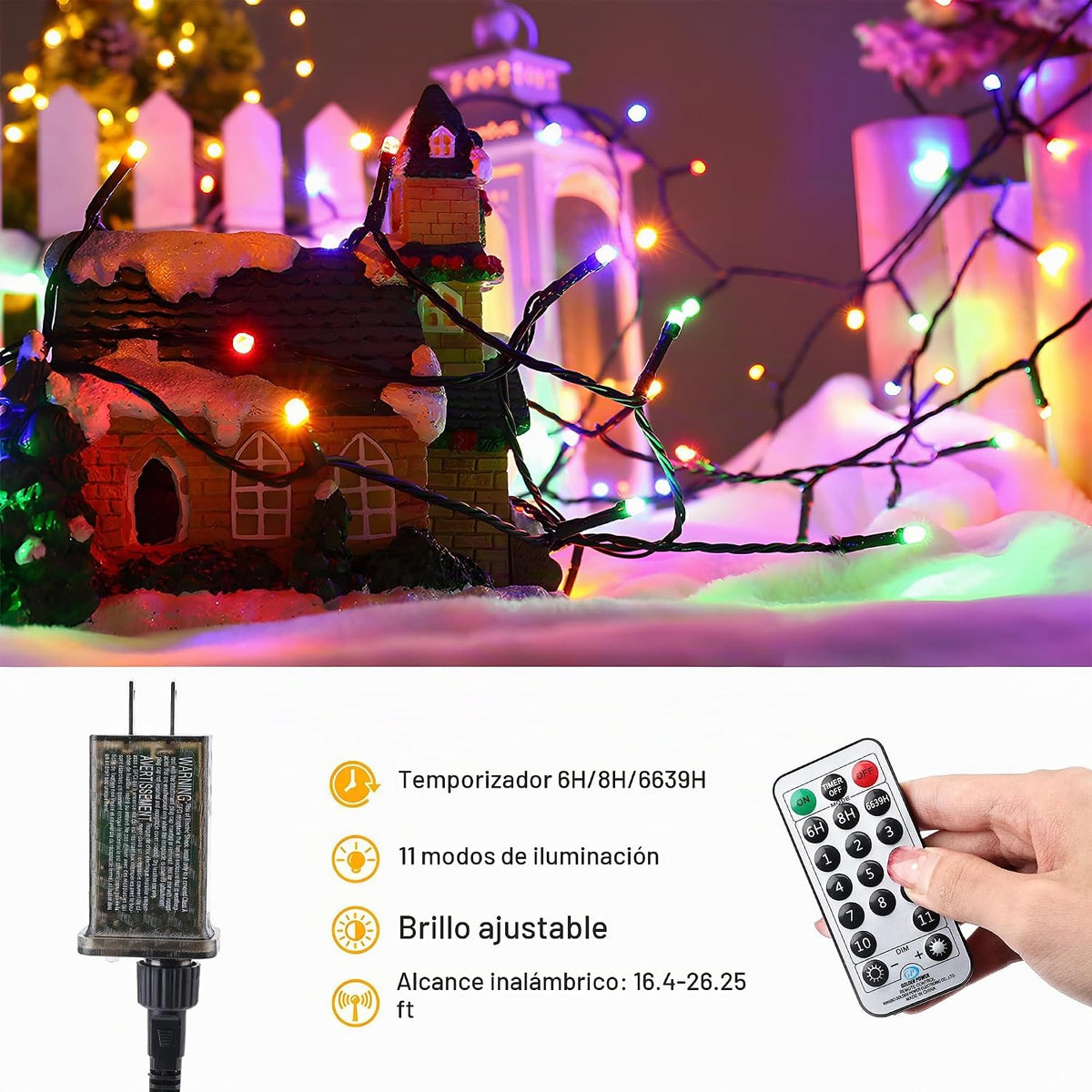 Brizled Guirnalda de luces navideñas para exteriores, 66 pies, 200...
