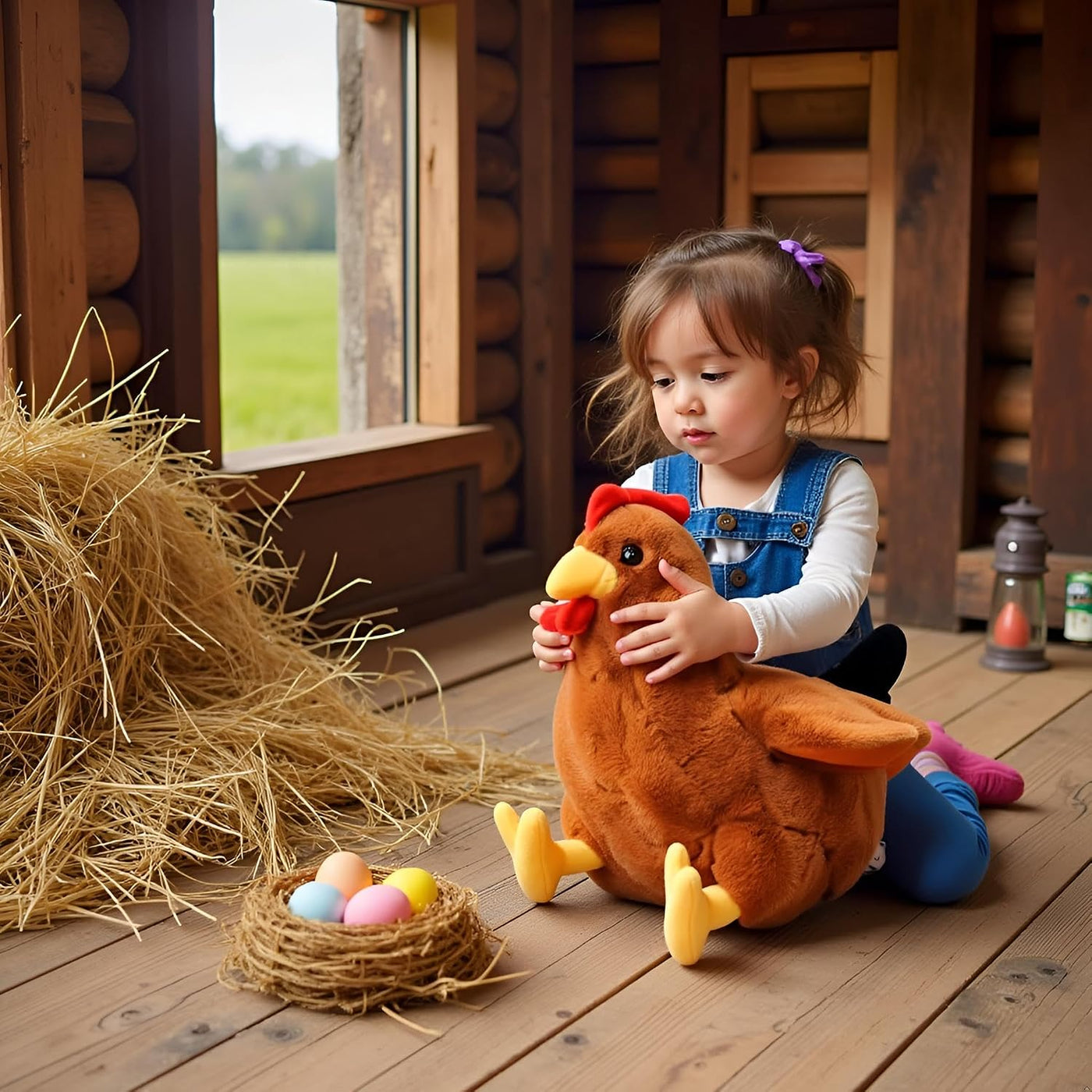 Ryttir - Peluche grande de pollo de 45 cm, extra suave, con barriga...