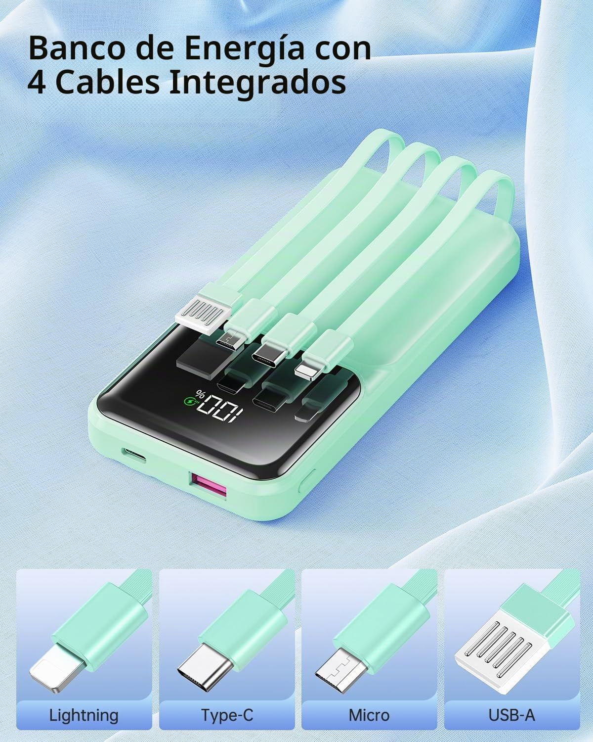 Banco portátil del poder del cargador con el cable incorporado 2000...