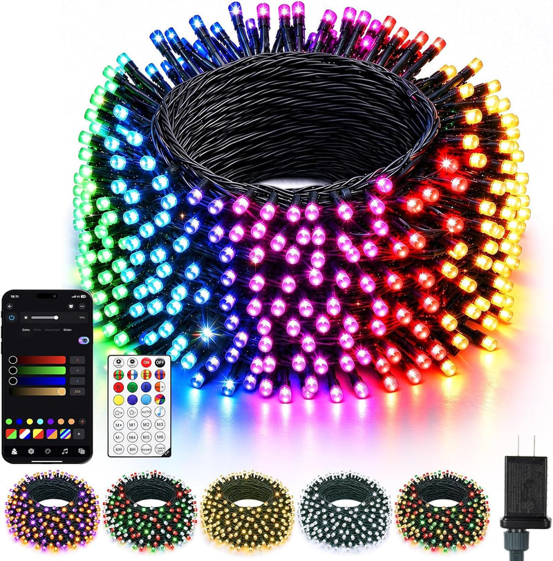 Minetom Smart RGB+W - Guirnalda de luces de Navidad, 132 pies, 400...