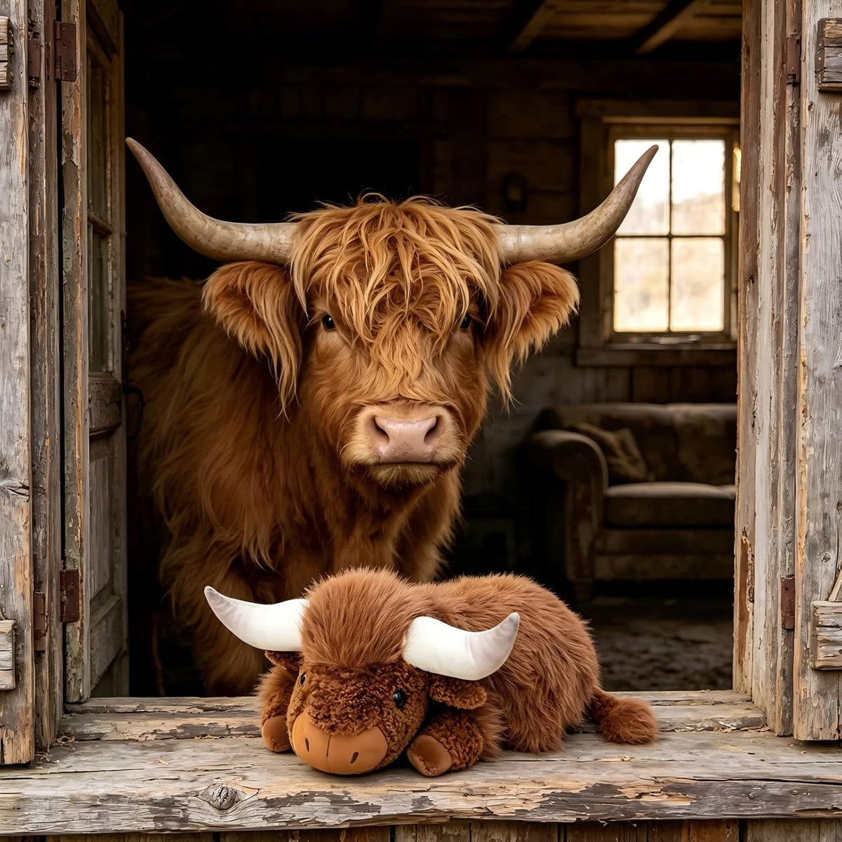 ZRUNBO Animales de peluche de vaca de las tierras altas, juguete de...