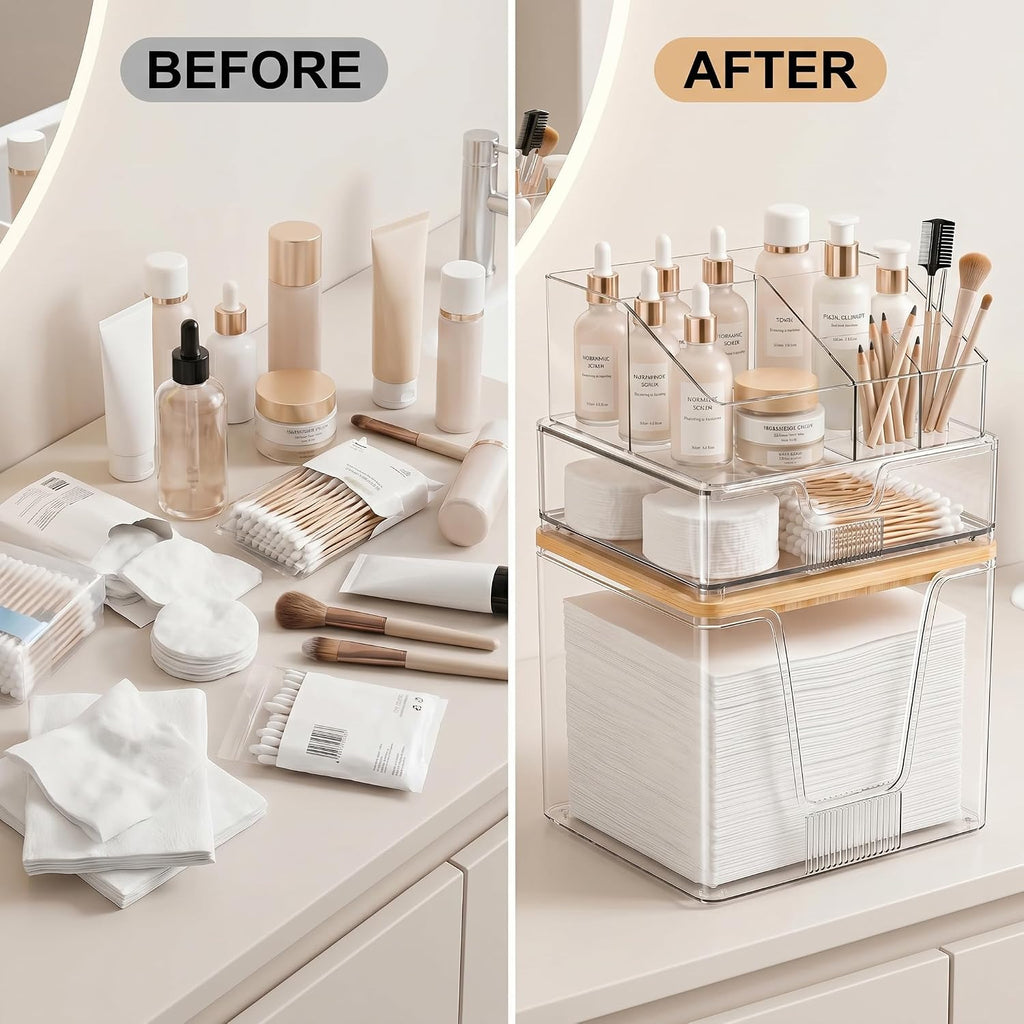 Toallero facial desechable 3 en 1 y organizador de maquillaje, disp...