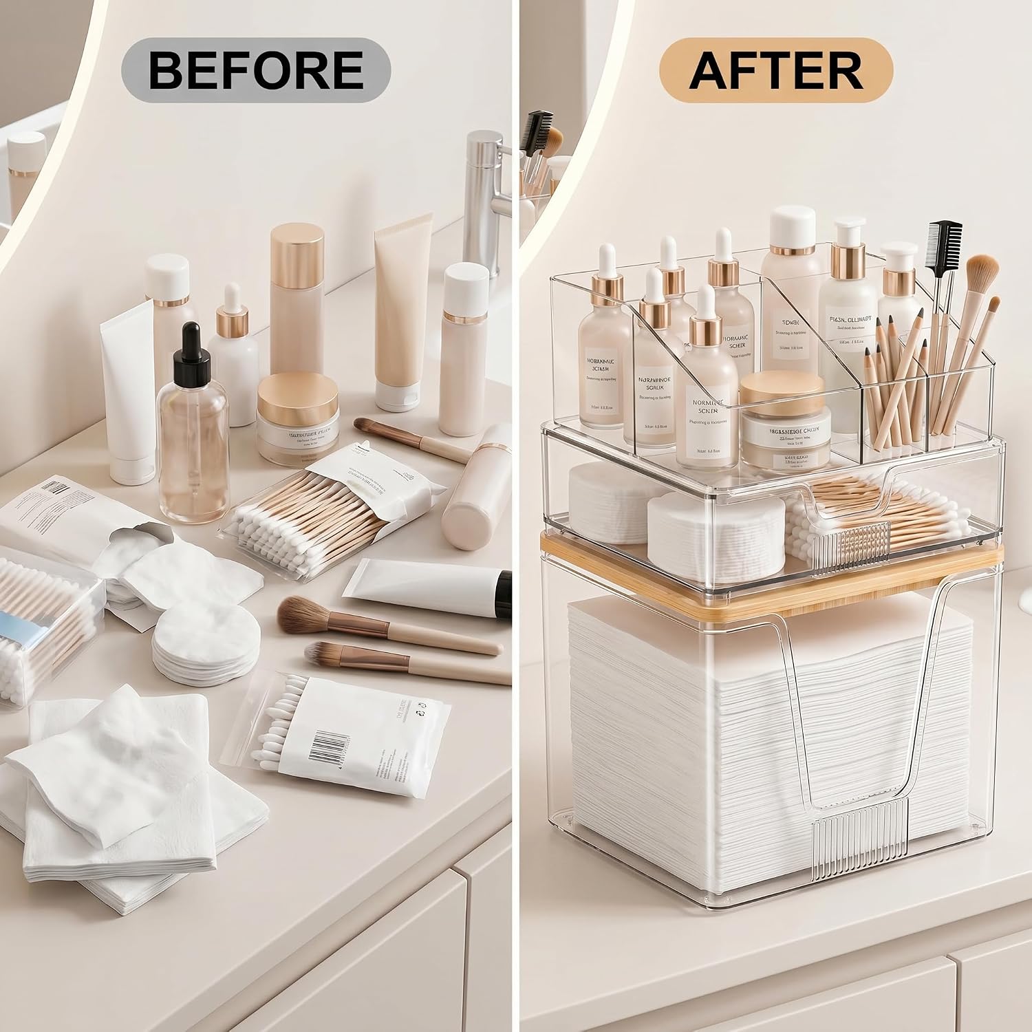Toallero facial desechable 3 en 1 y organizador de maquillaje, disp...