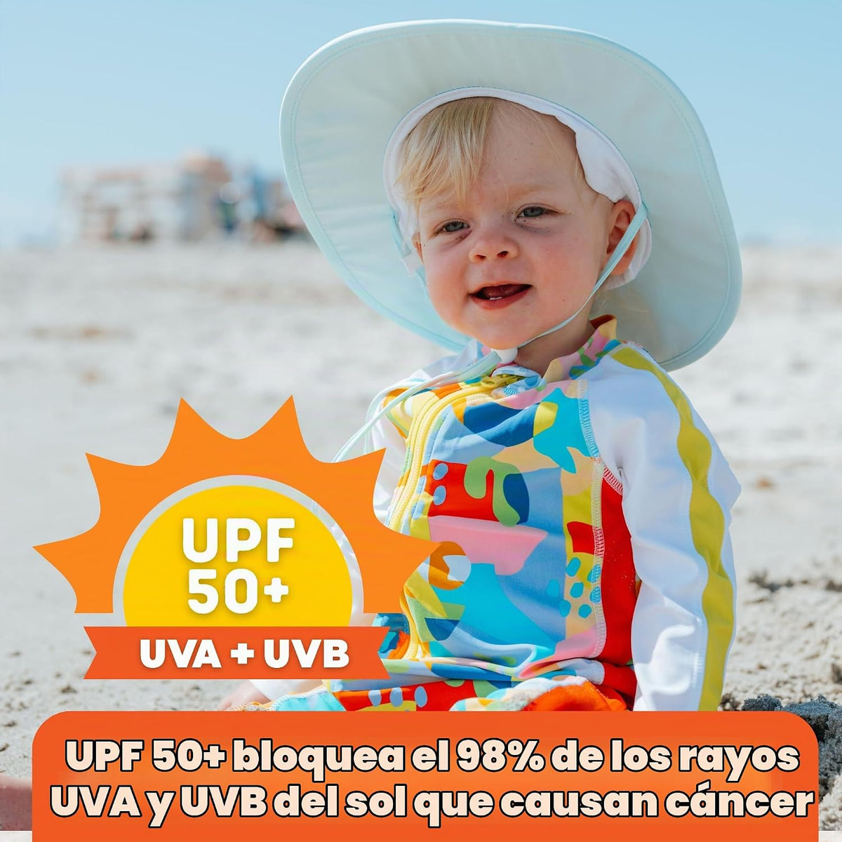 SwimZip, sombrero unisex para niños, ala ancha, protección solar FP...