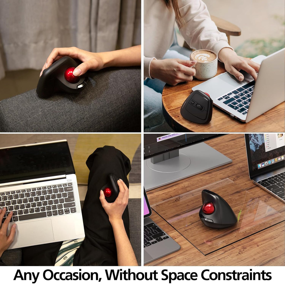 MicroPack Ratón inalámbrico ergonómico con Trackball y 5 DPI ajusta...