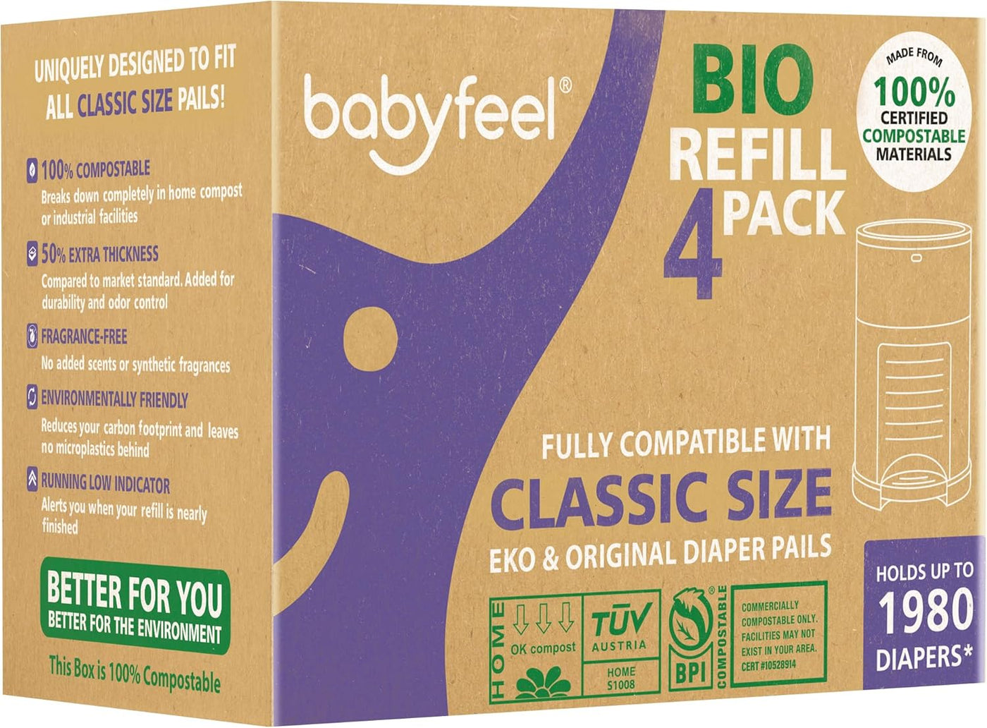 Babyfeel Recambios BIO compatibles con cubos de pañales DEKOR CLASS...