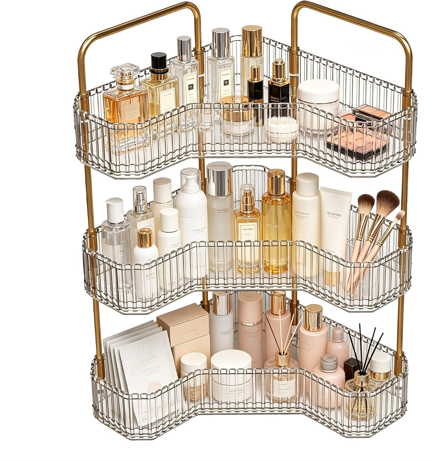 Organizador de baño esquinero de 3 niveles, estante para mostrador...