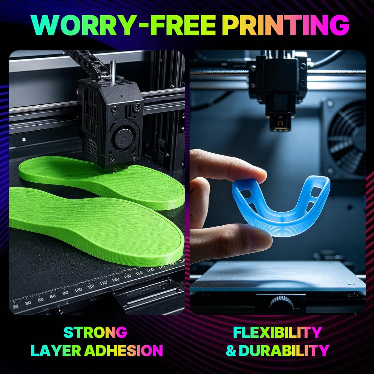 Colourbing Filamento de impresora 3D flexible de TPU 95A, suave y e...