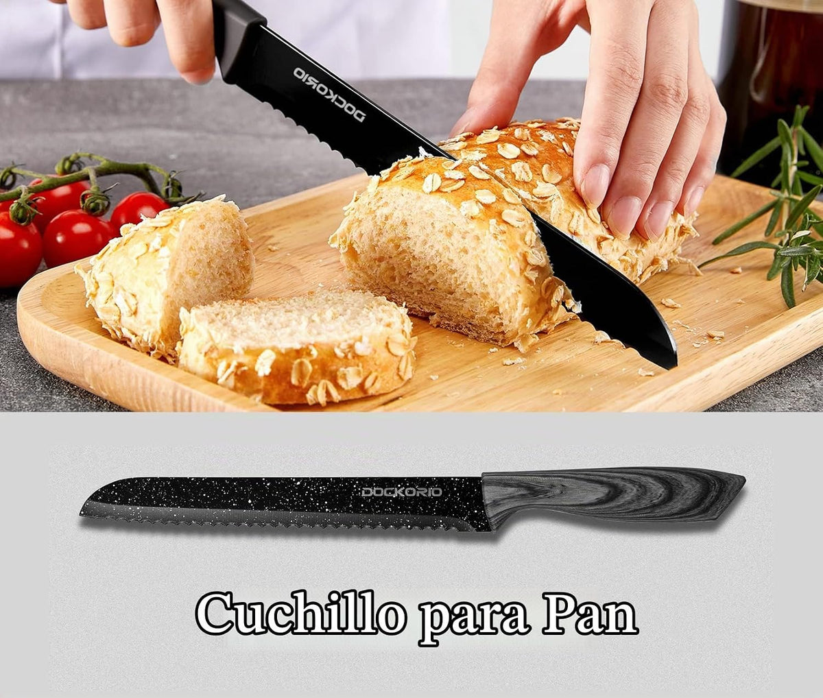 Dockorio Juego de cuchillos de cocina todo en uno con bloque, 19 pi...