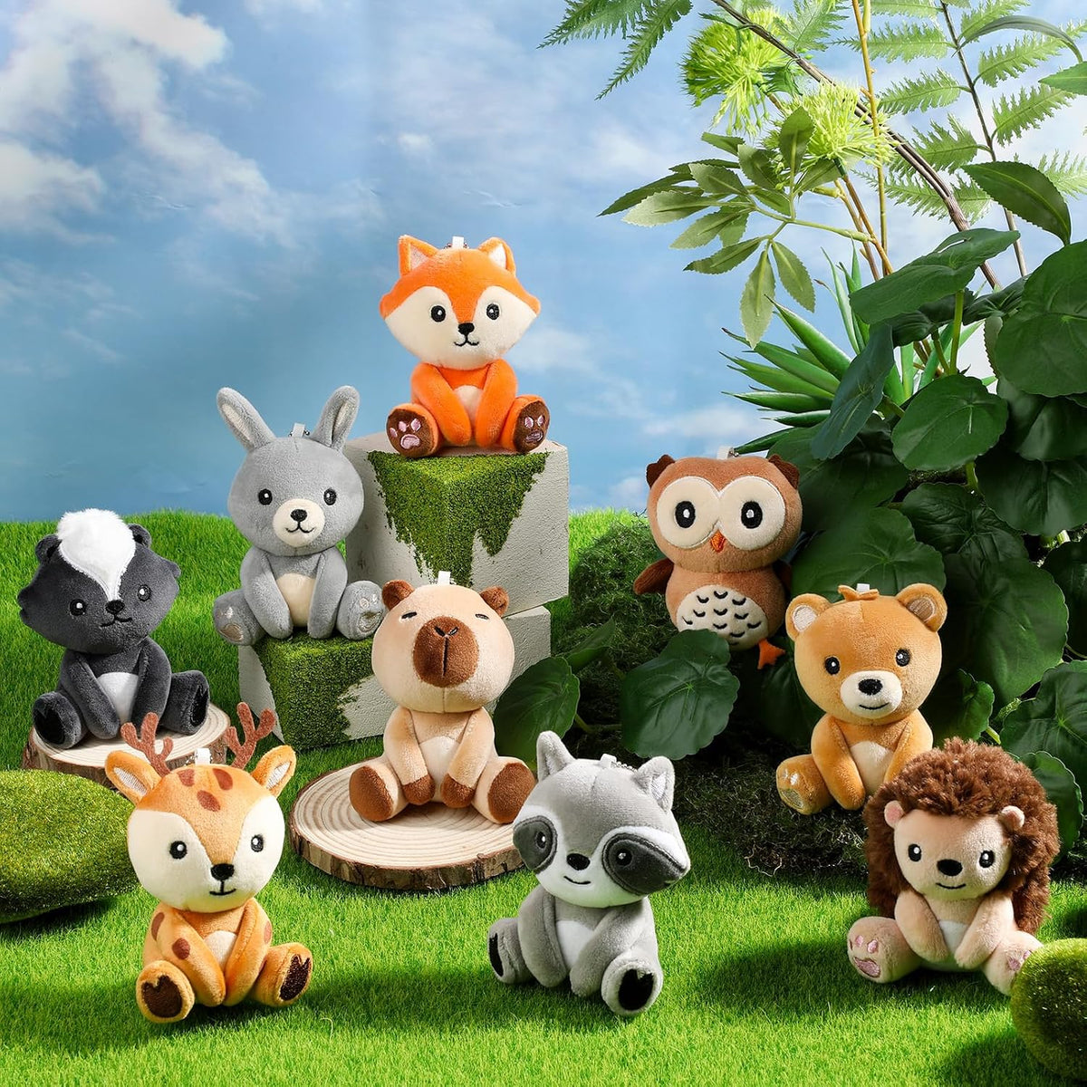 Aoriher - Juego de 9 animales de peluche de bosque a granel de 4 pu...