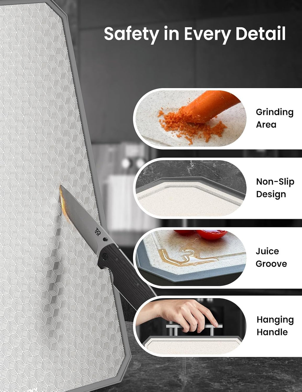 Callsky Tabla de cortar para cocina, tabla de cortar de titanio no...