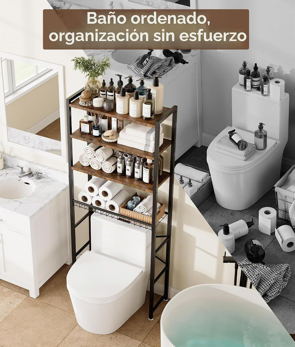 Estante de almacenamiento de 4 niveles sobre el inodoro con estante...