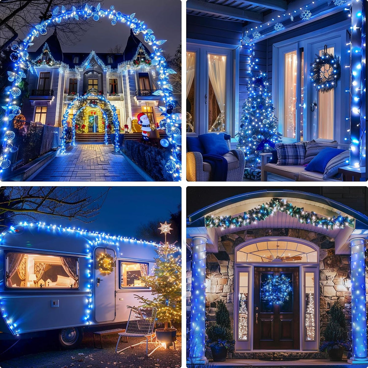 JMEXSUSS 400 LED Luces Navideñas Azules y Blancas Interior Exterior...