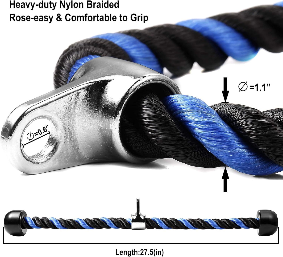 AWEFRANK Cable de tracción de cuerda de tríceps de lujo, 27 y 36 pu...