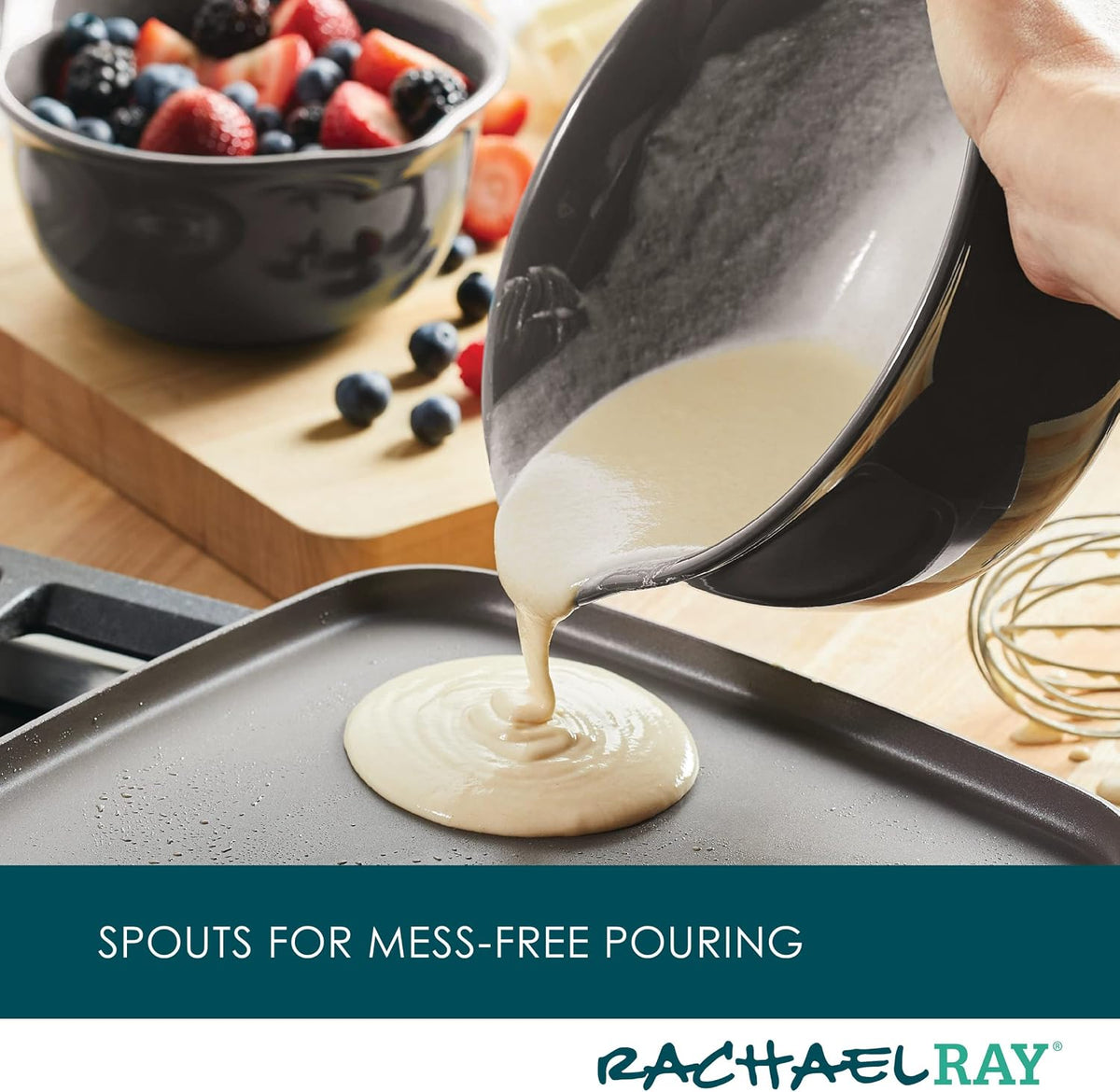 Rachael Ray Ceramics - Juego de cuencos para mezclar con boquilla d...