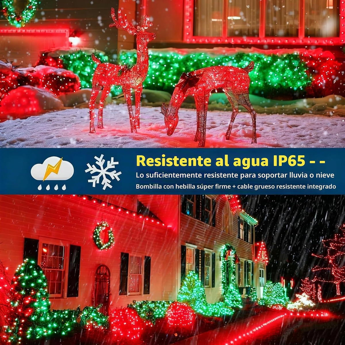 MZD8391 105FT 300LED Luz navideña, Luz para árbol de Navidad, Rojo...