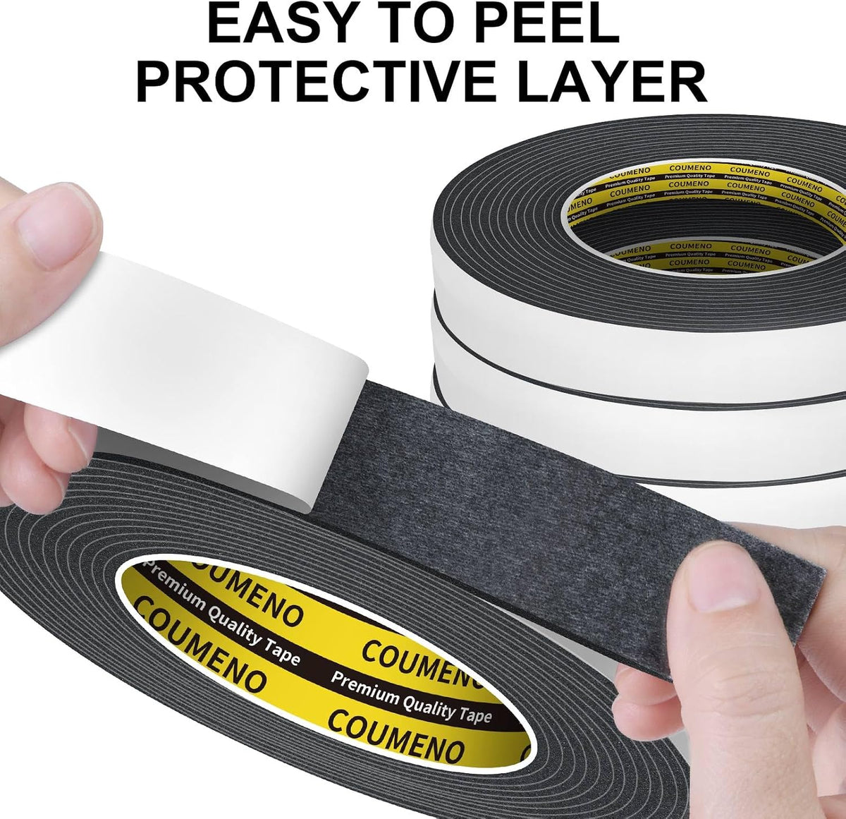 COUMENO Cinta de espuma EVA, sello de ventana de puerta, negro, 1 p...