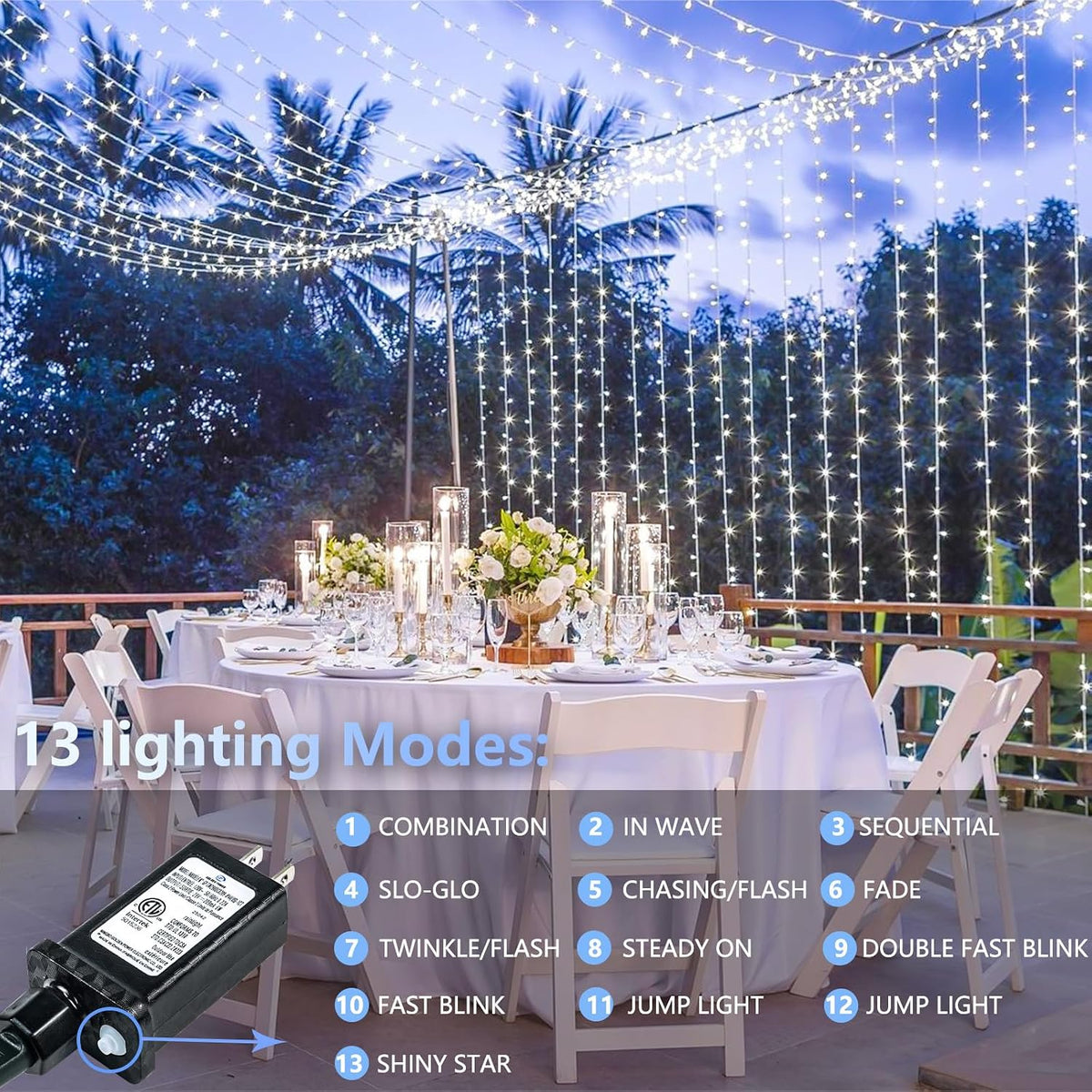 Guirnalda de 300 luces LED, luces de Navidad extralargas de 99 pies...