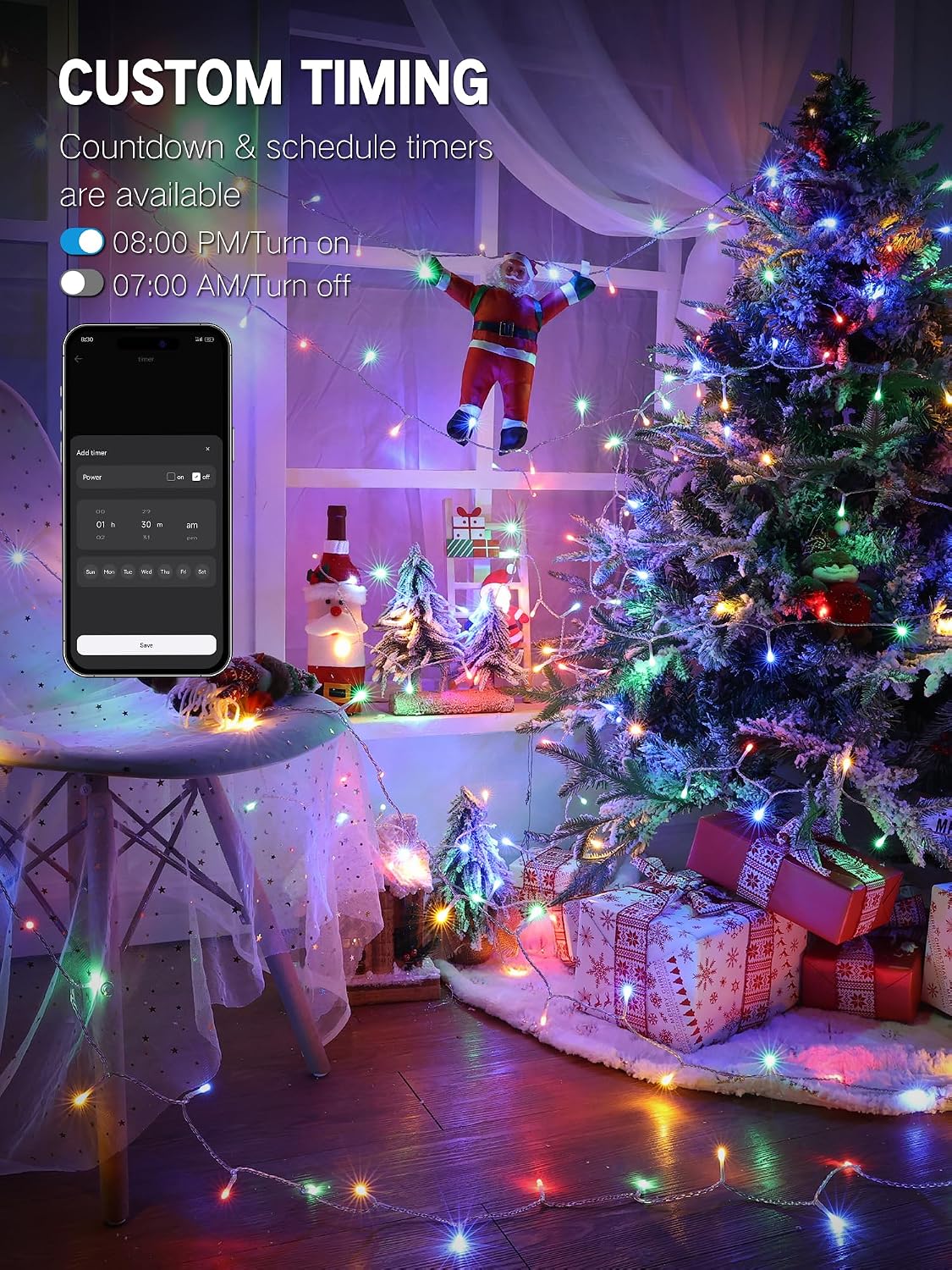 BrizLabs - Luces de Navidad de color blanco cálido y cambio de colo...