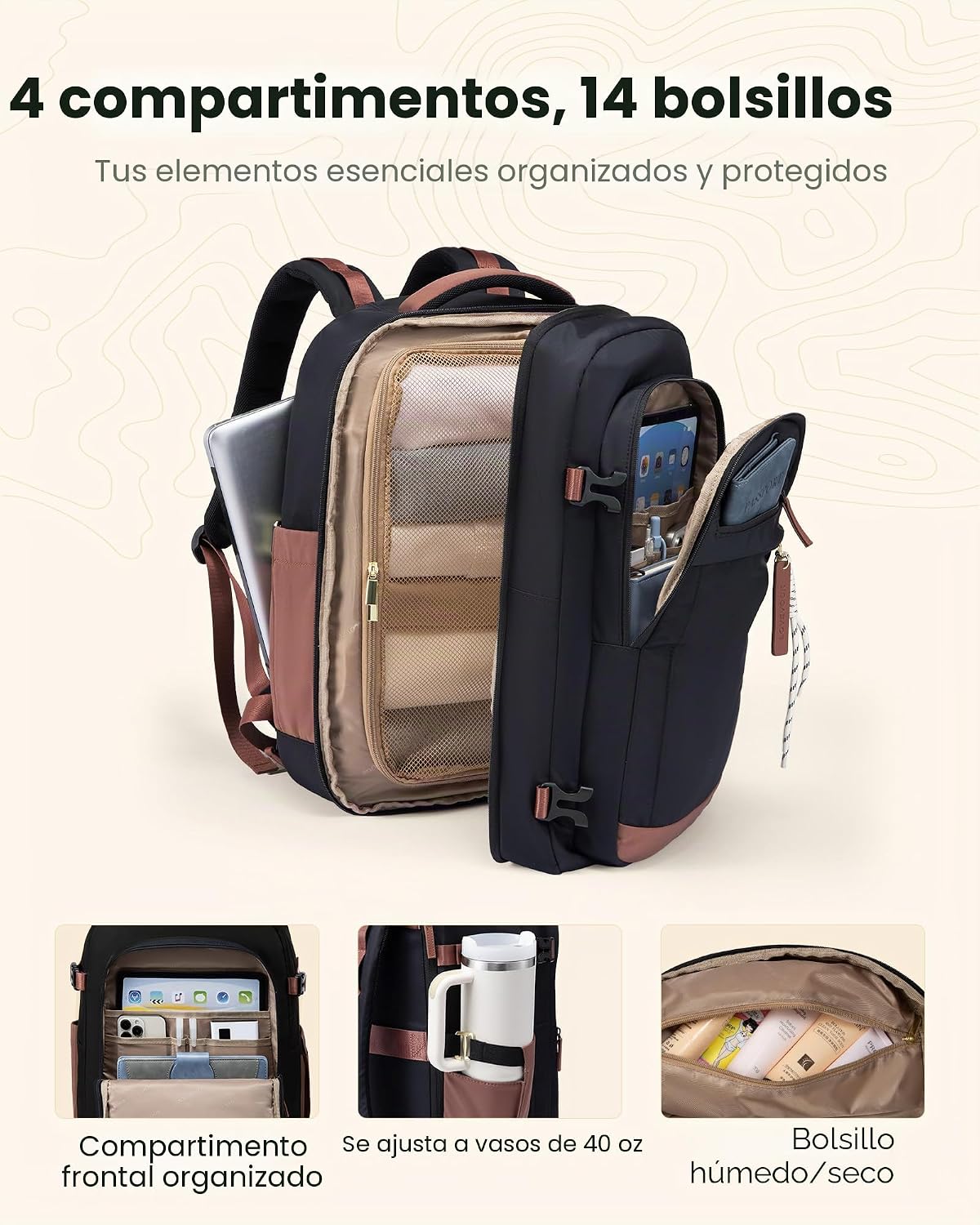 LOVEVOOK Mochila de viaje de 40L para hombres y mujeres, equipaje d...