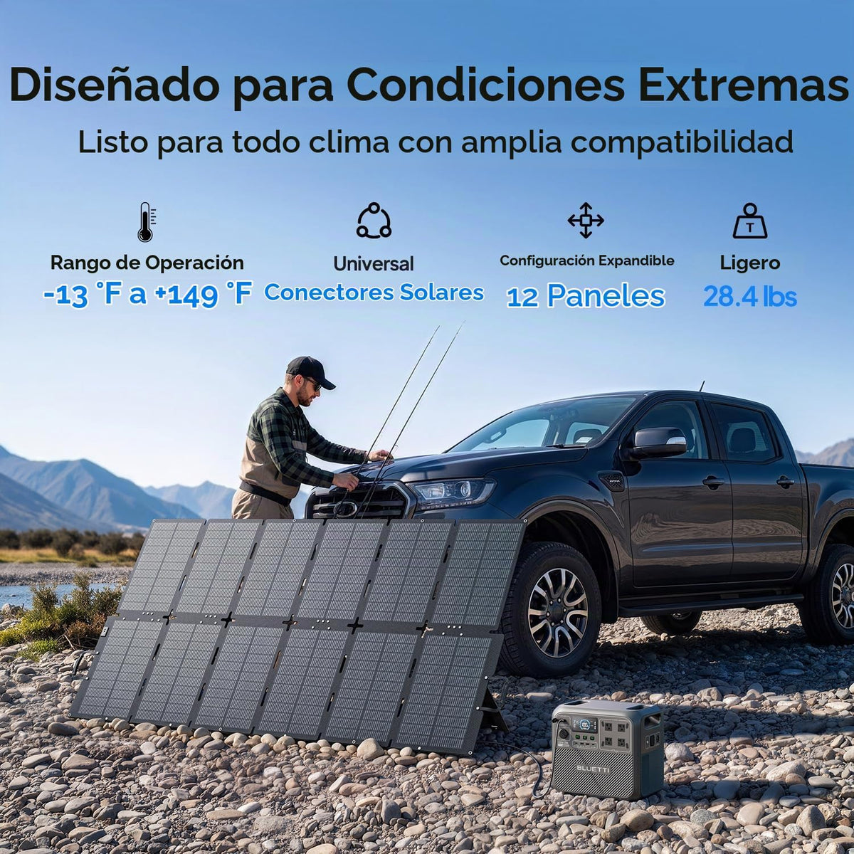 Panel solar portátil BLUETTI de 500 W, 25 % de alta eficiencia, res...
