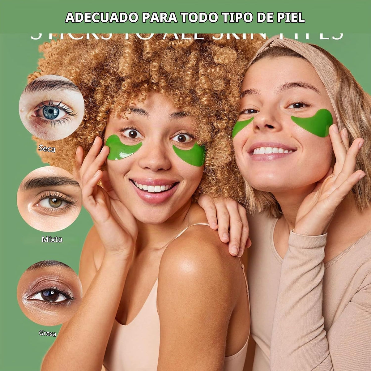 Parches debajo de los ojos de té verde de Enaskin Naturals para hin...