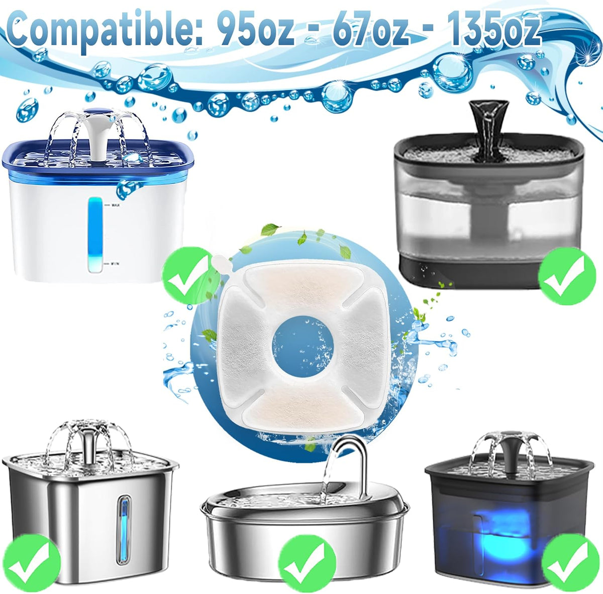 OPISICEN 18 piezas de filtros de fuente para gatos Reemplazo Compat...